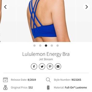Lululemon energy bra size 6 color jet stream